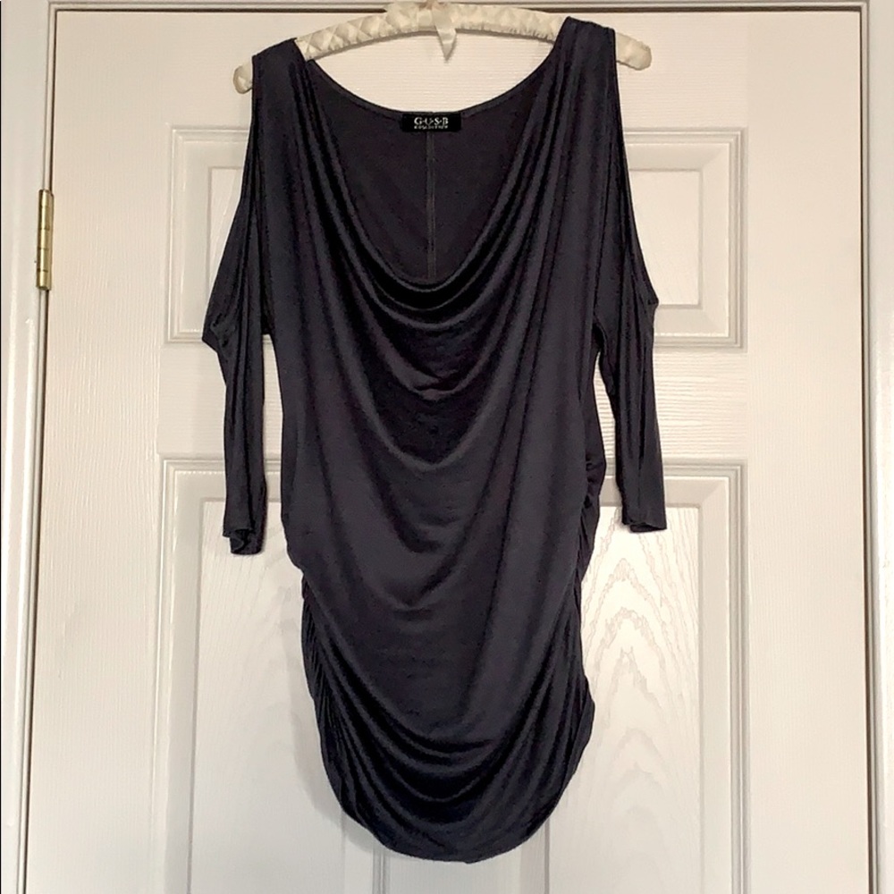 Dark Grey Sexy Shoulder Top